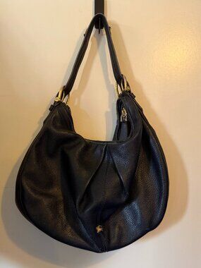 Burberry Black Leather Hobo Bag